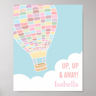 Poster Pastel Hot Air Balloon Girls Décor Chambre