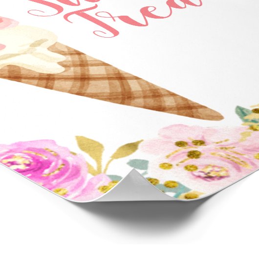 Poster Pastel Ice Cream aquarelle Sweet Traitements signe (Coin)