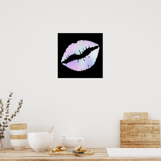 Poster Pastel Iridescente Foil Lipstick Baiser en noir (Cuisine)