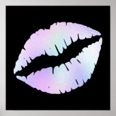 Poster Pastel Iridescente Foil Lipstick Baiser en noir (Devant)