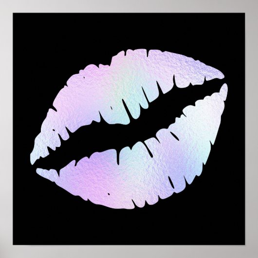 Poster Pastel Iridescente Foil Lipstick Baiser en noir (Devant)