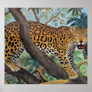 Poster Pastel jaguar : dessin de la jungle.