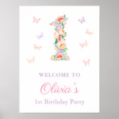 Poster Pastel Jardin d'été 1er fête d'anniversaire Bienve (Devant)