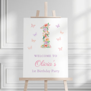 Poster Pastel Jardin d'été 1er fête d'anniversaire Bienve