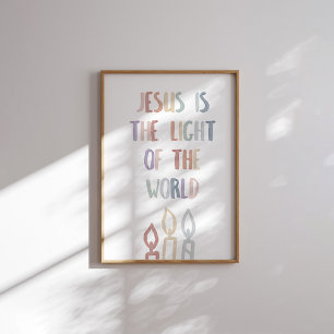 Poster Pastel Jesus est la lumière de l'affiche mondiale
