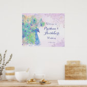 Poster Pastel lilac fleuri paon mariage accueil (Cuisine)