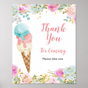 Poster Pastel Merci crème glacée pour venir Symbole préfé