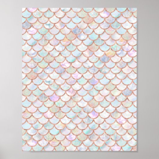 Poster Pastel Mermaid Scales Motif Rose or (Devant)