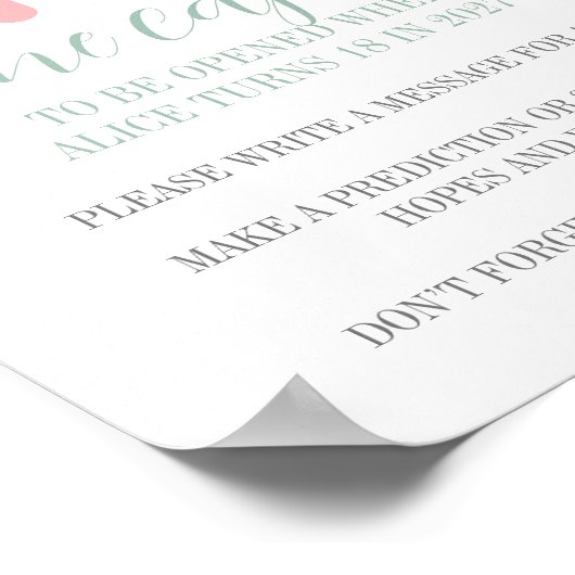 Poster Pastel mint arc-en-ciel 1er Anniversaire heure Cap (Coin)