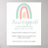 Poster Pastel mint arc-en-ciel 1er Anniversaire heure Cap (Devant)