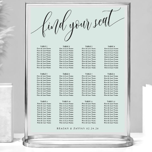 Poster Pastel Mint Carte simple Mariage
