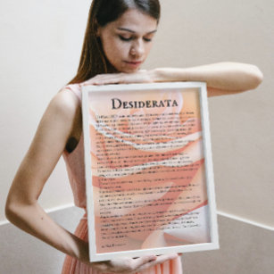 Poster Pastel Orange Rose et Desiderata Poem