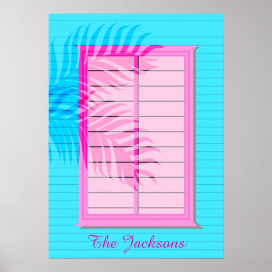 Poster Pastel Pink Blue West Indian Wooden Beach Shack (Devant)