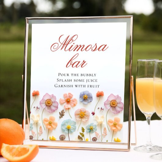 Poster Pastel Pink Bohemian Fleurs sauvages Mimosa Bar