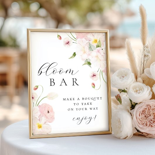Poster Pastel Pink Floral Bouqet Bar