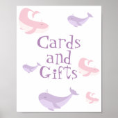 Poster Pastel Pink Lilac Baleines Cartes et Cadeaux (Devant)