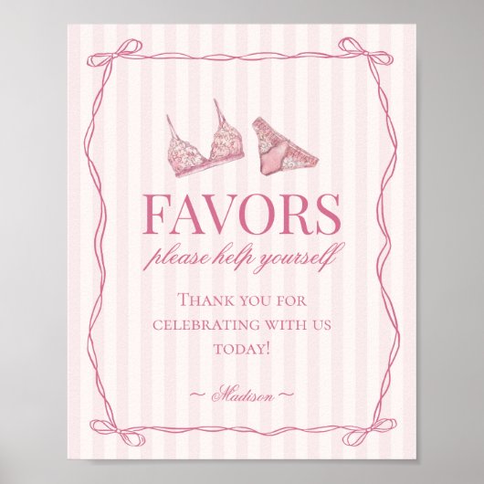 Poster Pastel Pink Lingerie Bachelorette Party Favors (Devant)