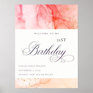 Poster Pastel Pink Orange N'importe quel âge Anniversaire