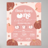 Poster Pastel Pink Retro Citrouille Premier anniversaire  (Devant)
