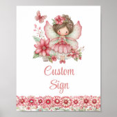 Poster Pastel Pink Whimsical Fairy Floral 4th Birthday  (Devant)
