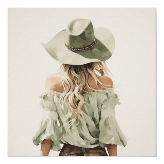 Poster Pastel Prairies : Cowgirl Wall Art (Devant)