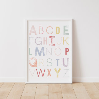 Poster Pastel Rainbow Alphabet ABC Nursery Décor