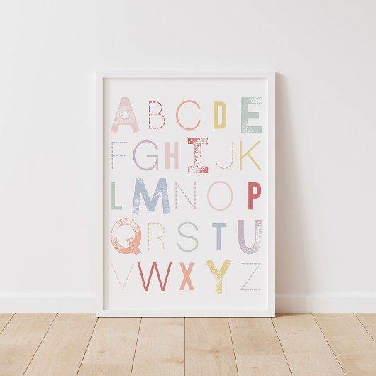 Poster Pastel Rainbow Alphabet ABC Nursery Décor