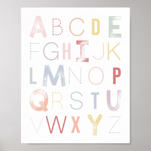 Poster Pastel Rainbow Alphabet ABC Nursery Décor (Devant)