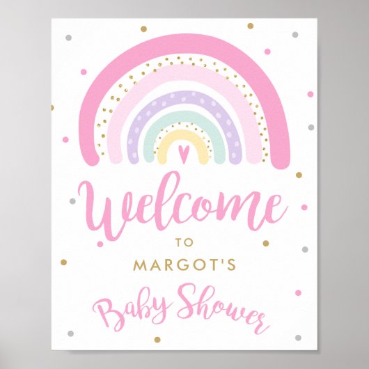 Poster Pastel Rainbow Baby shower Bienvenue (Devant)