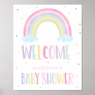 Poster Pastel Rainbow Baby shower Bienvenue