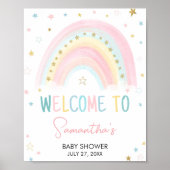 Poster Pastel Rainbow Baby shower Bienvenue (Devant)