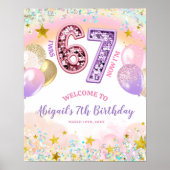 Poster Pastel Rainbow Glitter 67 Birthday Party (Devant)