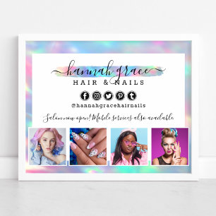 Poster Pastel Rainbow Hair Nails Business Marketing Photo