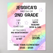 Poster Pastel Rainbow Premier jour de l'école (Devant)