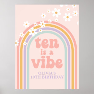 Poster Pastel Rainbow Retro Dix ans c'est une ambiance 10