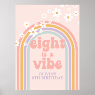 Poster Pastel Rainbow Retro Eight est un Vibe 8th Birday