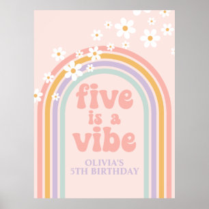 Poster Pastel Rainbow Retro Five est un Vibe 5e anniversa