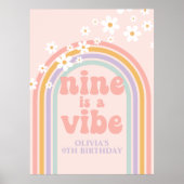 Poster Pastel Rainbow Retro Nine est un Vibe 9e anniversa (Devant)