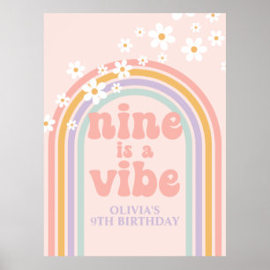 Poster Pastel Rainbow Retro Nine est une ambiance 9e anni