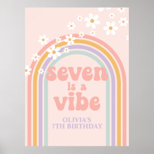 Poster Pastel Rainbow Retro Seven est une Vibe 7e Anniver