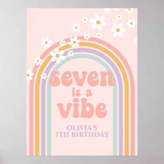Poster Pastel Rainbow Retro Seven est une Vibe 7e Anniver (Devant)