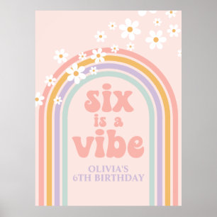 Poster Pastel Rainbow Retro Six est une ambiance 6e anniv