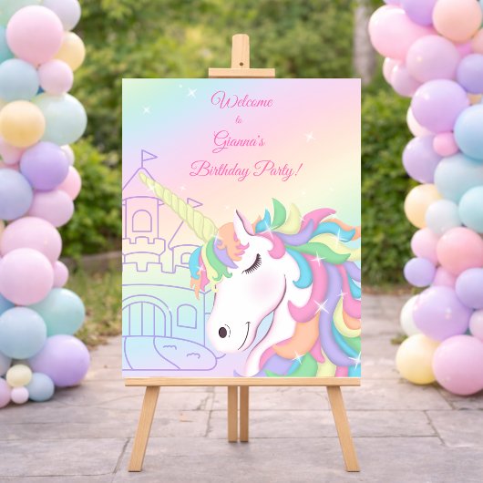 Poster Pastel Rainbow Unicorn Magical Birthday