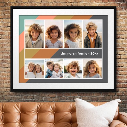Poster Pastel Retro Stripe - 8 Photo Collage