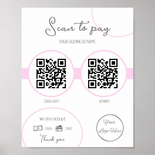 Poster Pastel rose 2 QR code analyse d'entreprise à payer (Devant)