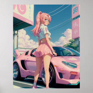 Poster Pastel rose Anime Pastel Aesthétique fille Drifter
