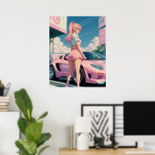 Poster Pastel rose Anime Pastel Aesthétique fille Drifter (Bureau à domicile)