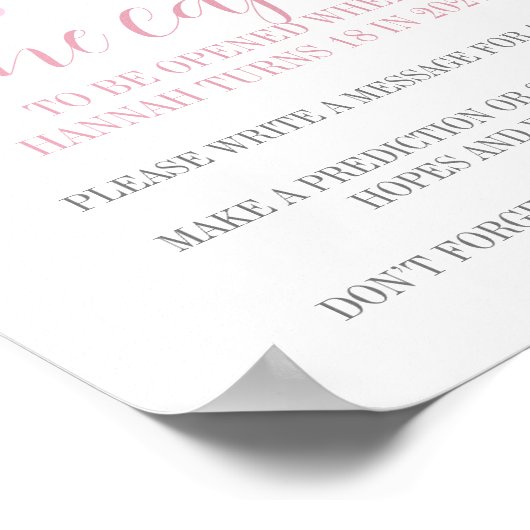 Poster Pastel rose arc-en-ciel 1er Anniversaire heure Cap (Coin)