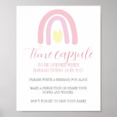 Poster Pastel rose arc-en-ciel 1er Anniversaire heure Cap (Devant)