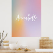 Poster Pastel rose arc-en-ciel girly monogramme simple sc (Cuisine)